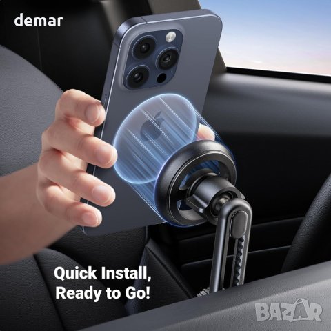 UGREEN Магнитна стойка за телефон за кола, съвместима с калъф MagSafe iPhone 12-15 Pro Max Plus Mini, снимка 8 - Аксесоари и консумативи - 43930060