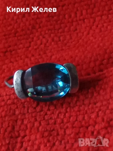 ПРЕКРАСНА СТАРА СКЪПОЦЕННА СРЕБЪРНА ОБЕЦИ СРЕБРО ВИСОКА ПРОБА с ЮВЕЛИРНО ФАСЕТИРАН СИН КРИСТАЛ 50181, снимка 12 - Антикварни и старинни предмети - 50510700