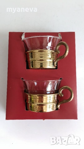 Комплект от две чаши с подстакани на немската марка Kassack.  , снимка 2 - Чаши - 53558417