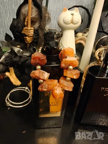 Прекрасна италианска гривна с Хесонит кожа и позлата, снимка 2 - Гривни - 49668668