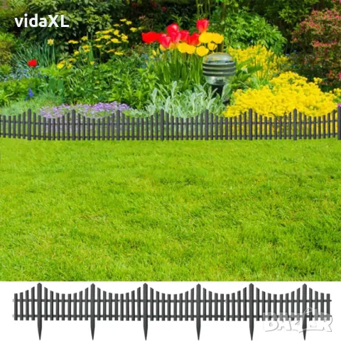 vidaXL Кантове за тревни площи, 17 бр, антрацит, 10 м, PP(SKU:314682), снимка 3 - Други - 49419650