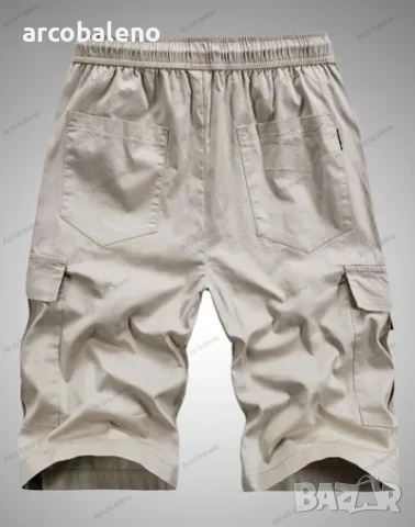 Мъжки карго къси панталони с джоб с шнур и еластична талия, 4цвята, снимка 3 - Къси панталони - 40540502