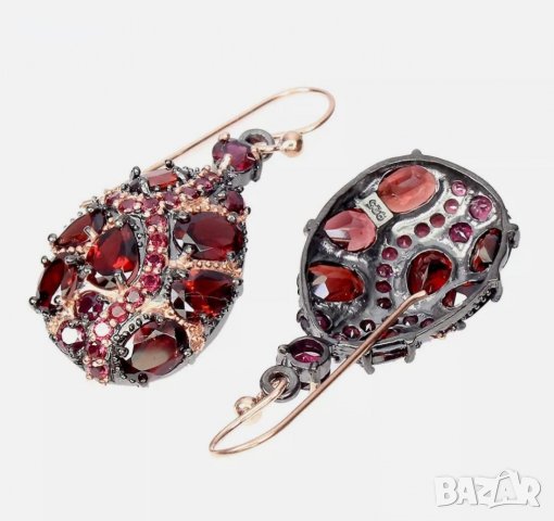 Уникално красиви ръчно изработени сребърни обеци с Гранати и Рубини, снимка 5 - Обеци - 37787374