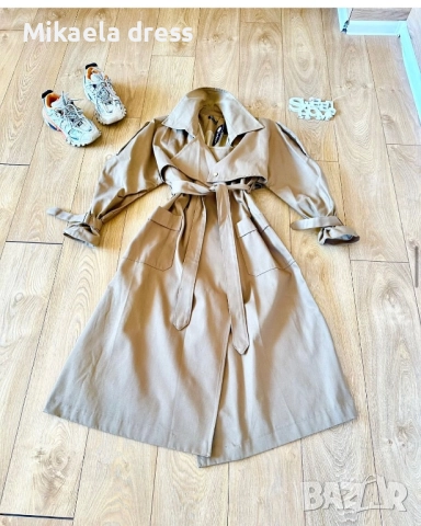 Разкошен плътен ежедневен тренч oversize, снимка 5 - Палта, манта - 52095161