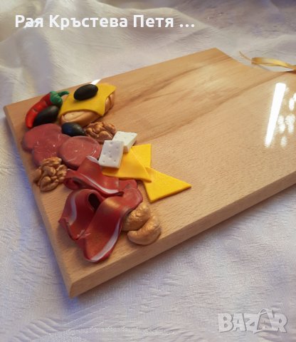 Дъска с мезета от полимерна глина + Свещ Бира или Вино, снимка 6 - Декорация за дома - 35561813