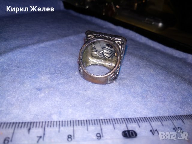 СТАР БОГАТО ОРНАМЕНТИРАН ПОСРЕБРЕН МЕДЕН РЕТРО АРТ ПРЪСТЕН с КАТАЛИН 36970, снимка 9 - Антикварни и старинни предмети - 39748018