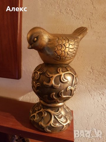 Златно пиленце върху барокова топка–21см, снимка 3 - Декорация за дома - 28291165