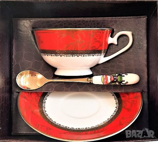 Комплект луксозни чаши за чай и кафе от костен порцелан, снимка 13 - Чаши - 31773998