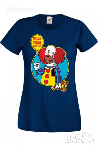 Дамска тениска The Simpsons Krusty The Clown Pennywise 02,Halloween,Хелоуин,Празник,Забавление,Изнен, снимка 6 - Тениски - 38149801