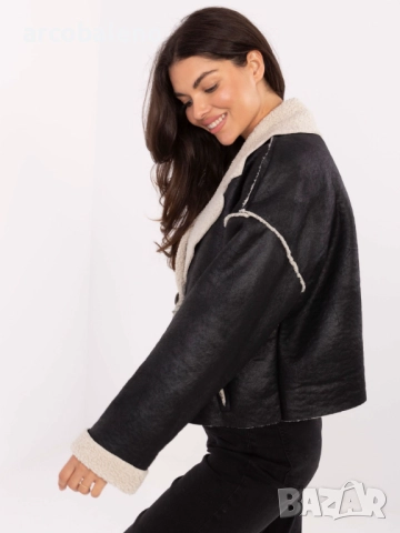 Дамско късо яке от еко кожа с подплата и имитация на джобове, 5цвята , снимка 10 - Якета - 51696789