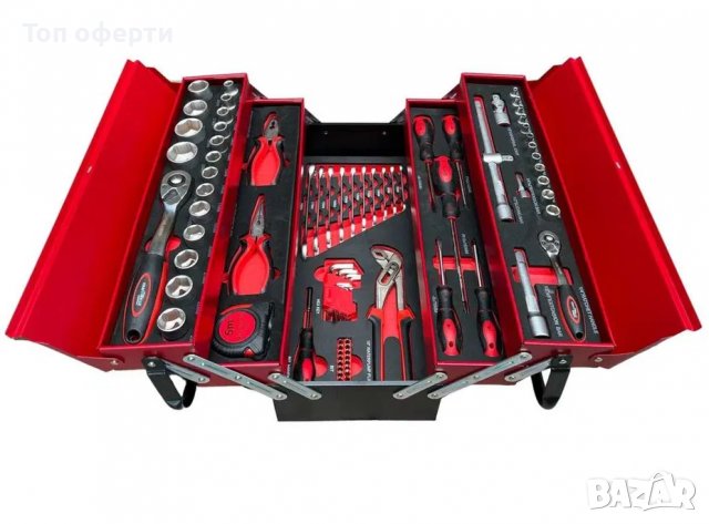 Метален куфар с инструменти 85ч. KraftWelle, снимка 2 - Ключове - 40217666