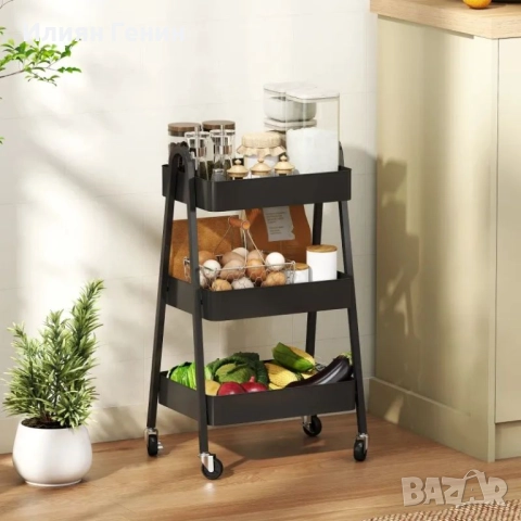 HOMCOM Сервираща количка с 3 нива , снимка 9 - Маси - 51623260