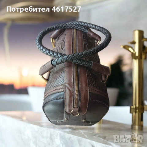 Кафява дамска чанта кожа, снимка 3 - Чанти - 52088179