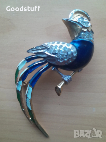 Арт Деко стара брошка,Pierre Cardin,емайл,маркировки,позлата , снимка 4 - Антикварни и старинни предмети - 53427605