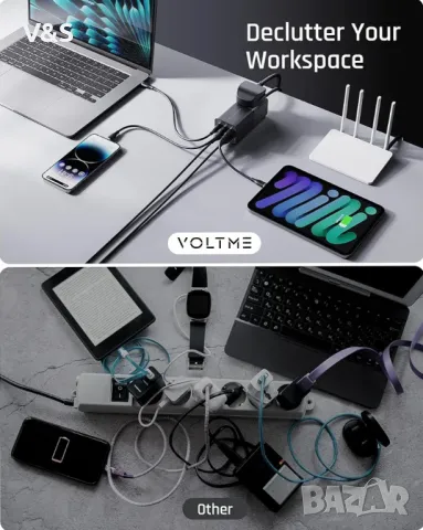 VOLTME Vito Go EzTravel захранващ разклонител, 75 W USB C захранване, GaN зарядно устройство, PD3.0,, снимка 6 - Друга електроника - 48648031