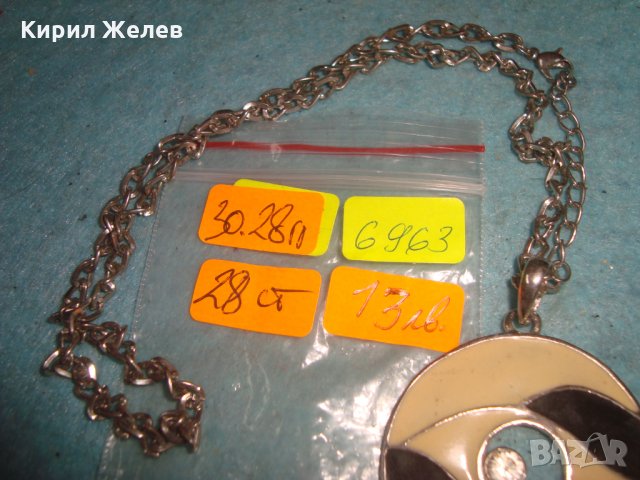 СРЕБРИСТ ЕМАЙЛИРАН РЕТРО АРТ МЕДАЛЬОН с ИНКРУСТИРАН ФАСЕТИРАН ЦИРКОН и СИНДЖИРЧЕ 6963, снимка 4 - Колиета, медальони, синджири - 35193846