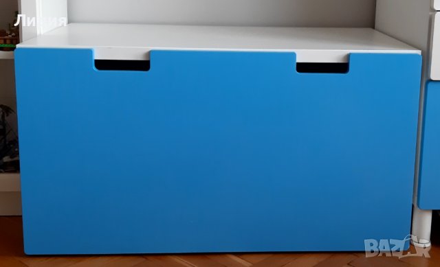 Пейка с чекмедже за съхранение STUVA IKEA – бяло, синьо, снимка 1 - Мебели за детската стая - 43516160