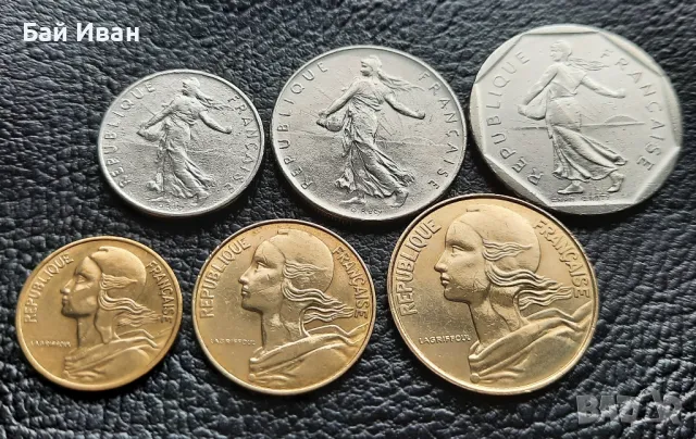 Сет монети 5 , 10 и 20 сантима ,  1/2 , 1 и 2 франка - франция  /2/ - хит цена !, снимка 3 - Нумизматика и бонистика - 49646186