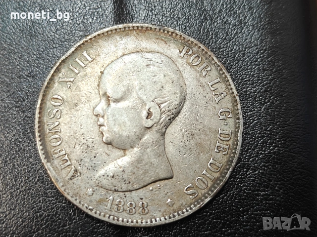СРЕБРО Испания 5 песети 1888