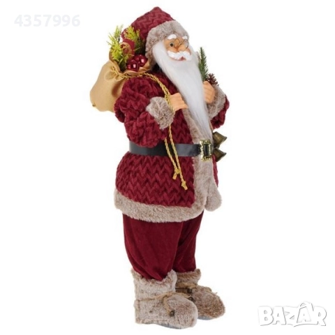 Коледна реалистична фигура на Дядо Коледа със ски и звънчета, 60см, снимка 3 - Декорация за дома - 52394567