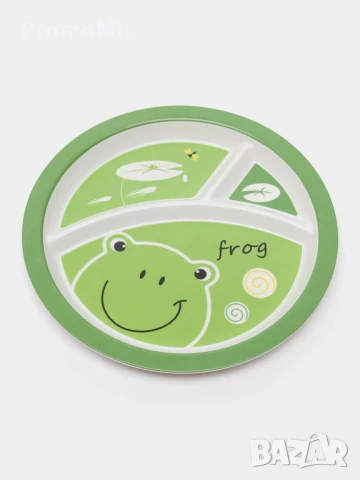 Детски комплект за хранене Bamboo Fibre kids set Frog 5 броя прибори за хранене Жаба, снимка 3 - Прибори за хранене, готвене и сервиране - 51203441