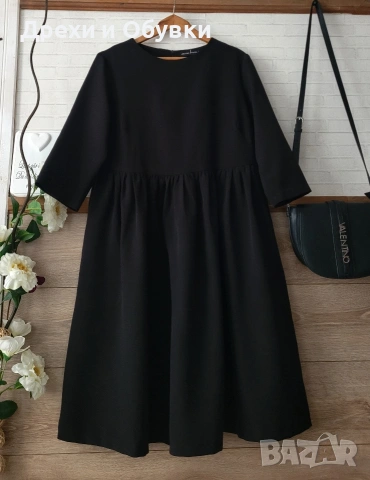 Черна официална елегантна разкроена рокля с джобове , снимка 8 - Рокли - 51788715