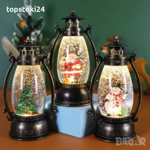 Ретро LED коледен фенер с падащ сняг – магическа светлина и празничен уют, снимка 3 - Други стоки за дома - 52351973