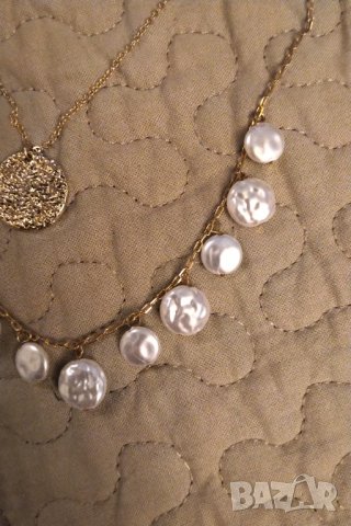  Позлатена сребърна огърлица с естествени перли  разпродажба , снимка 4 - Колиета, медальони, синджири - 33176071
