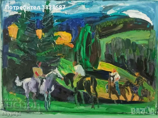 Картина,,Ездачи в планината,,, снимка 4 - Картини - 48271944