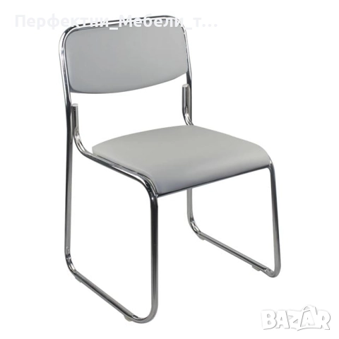 КОнферентен стол икономичен,евтин посетителски офис стол с еко кожа бял.черен цвят,хромирани здрави, снимка 2 - Столове за офис - 52443050