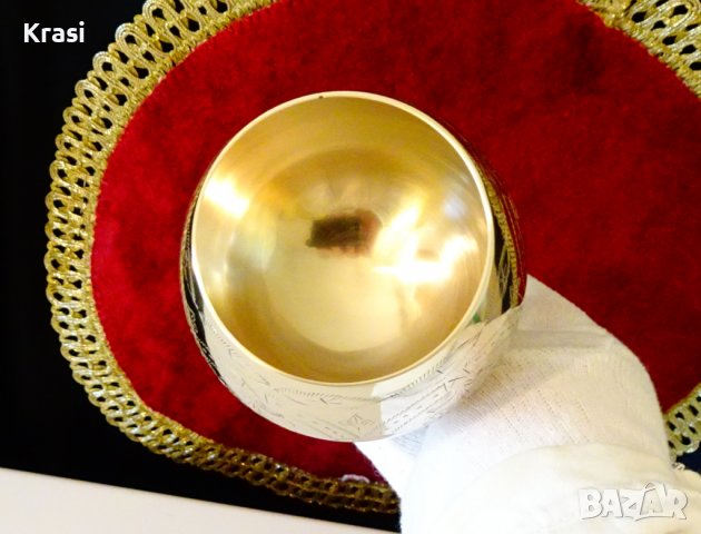 Английски бронзов бокал,чаша за вино,маркиран, снимка 2 - Антикварни и старинни предмети - 38407530