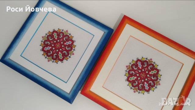 Ръчно бродирана Шевица елбетица bulgarian embroidery в рамка за подарък , снимка 5 - Декорация за дома - 43256106
