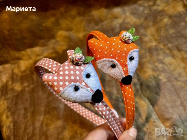 Диадема с лисица в оранжево и розово диадеми Аксесоари за коса Ръчна Изработка