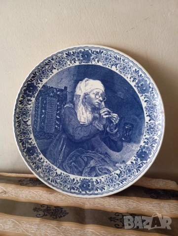 Декоративна чиния за стена блу делф