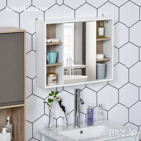 Шкаф за баня огледален с етажерки Homcom внос от Германия, снимка 4 - Шкафове - 39914108