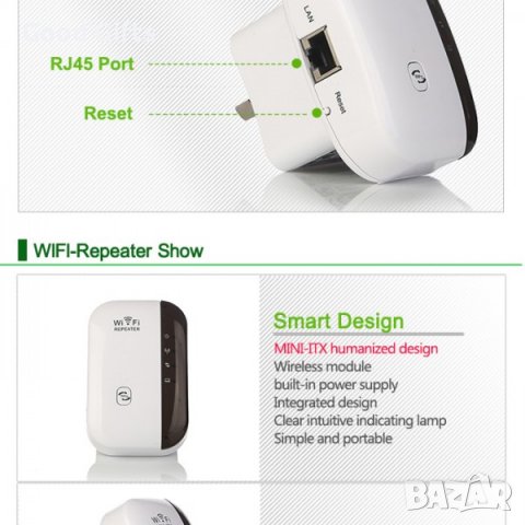 Безжичен Repeater на Wi-Fi сигнал с вграден усилвател WF13, снимка 5 - Друга електроника - 38121593