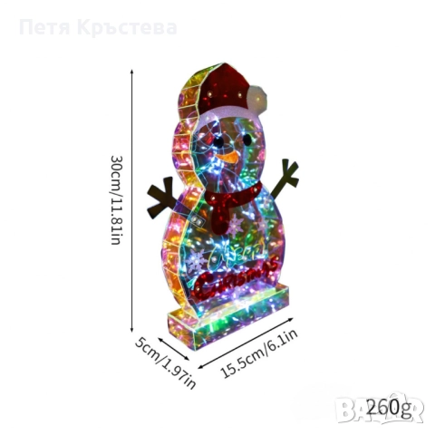 LED светещ снежен човек Merry Christmas, снимка 2 - Декорация за дома - 52289054