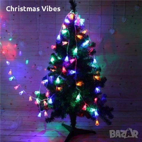 Многоцветни коледни LED лампички с камбанки - Многоцветни, дължина - 5м ,28 бр. лампички., снимка 10 - Лед осветление - 52095244