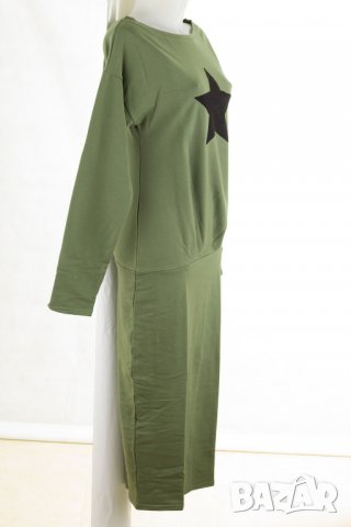 Памучна рокля в цвят каки марка Foggy - M, снимка 3 - Рокли - 26505771