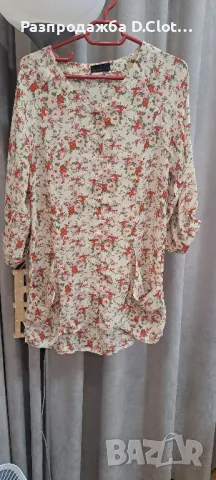 Флорална дълга риза/туника с колан, снимка 1