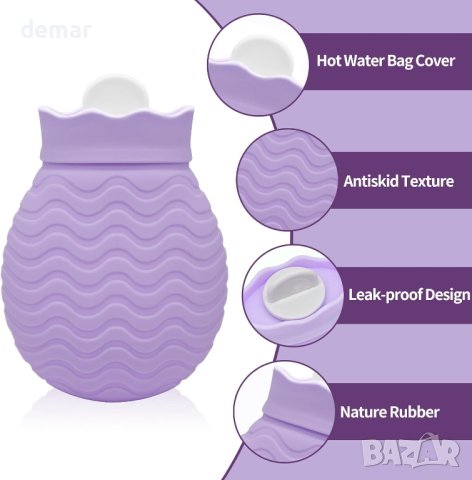 320 ml мини силиконова торбичка за вода за топла и студена терапия с плюшен калъф, снимка 2 - Други - 43299650