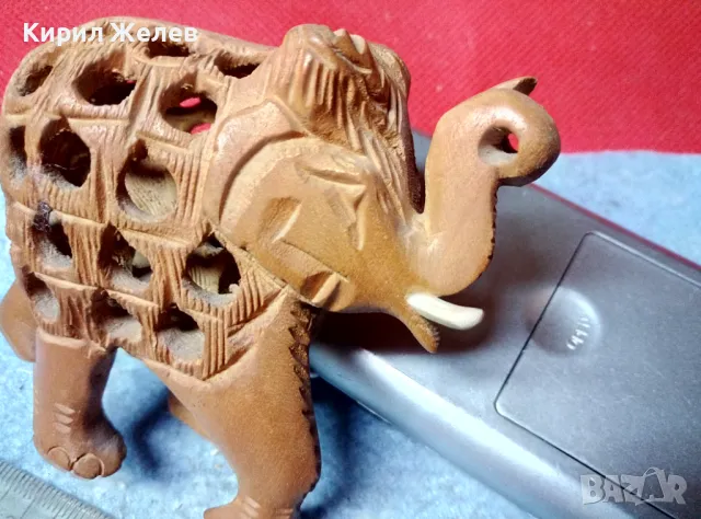 АФРИКАНСКО ДЪРВЕНО СЛОНЧЕ Стара ФИГУРКА ФИНА РЪЧНА МАЙСТОРСКА АЖУРНА ИЗРАБОТКА ДЪРВОРЕЗБА 38116, снимка 6 - Колекции - 47685610