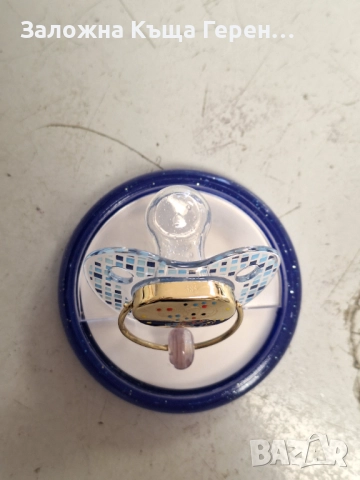 Детски биберон със златна капачка и дръжка - 8,46 гр., снимка 3 - Колиета, медальони, синджири - 52802663