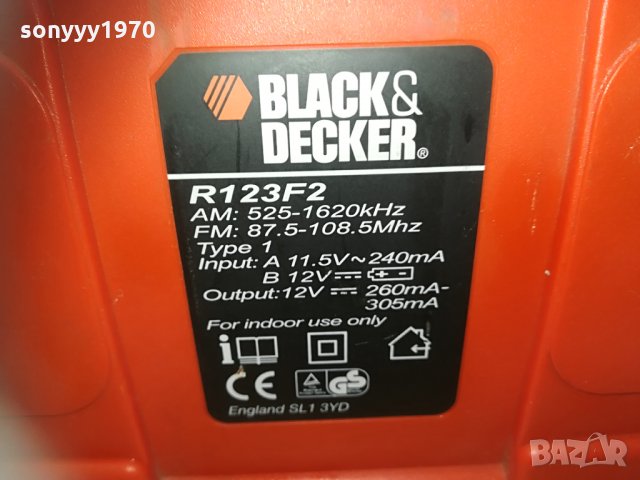 black & decker radio+battery pack+battery charger 0705210922, снимка 8 - Радиокасетофони, транзистори - 32786917
