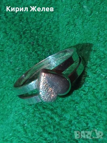 ИЗЯЩЕН СЪРЦЕВИДЕН РОМАНТИЧЕН МАЙСТОРСКИ СРЕБЪРЕН ПРЪСТЕН ВИСОКА ПРОБА СРЕБРО с БЯЛА ПОЗЛАТА 40095, снимка 4 - Пръстени - 42761234