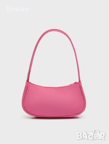 Текстилна малка дамска чанта за рамо в розов цвят