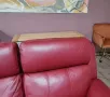 Червен кожен диван двойка с електрически релаксиращ механизъм, снимка 7