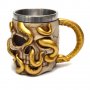 Код 95572 Стилна чаша от полирезин и метал с релефни декорации - череп с пипала. 