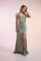 Сатенена официална зелена рокля Laona, снимка 1 - Рокли - 43317584