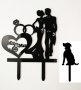 младоженци mr халки и куче черен пластмасов топер украса табела за сватбена сватба торта, снимка 1 - Други - 28293484